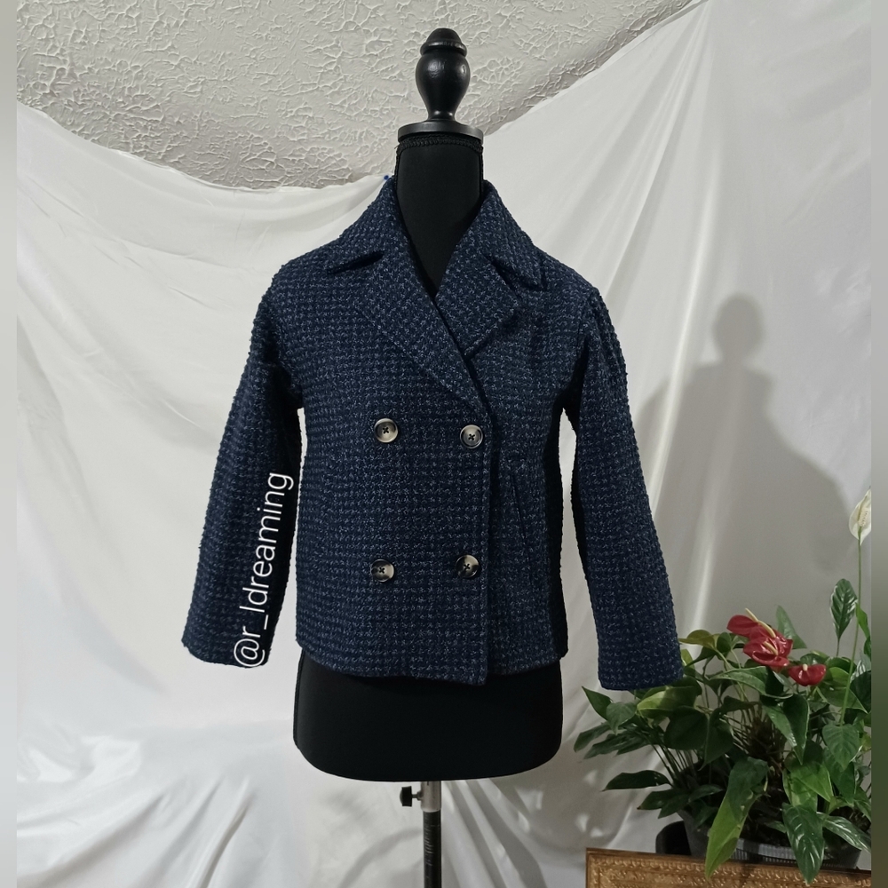 NWT Mango Kids Navy Tweed Jacket Size 8
